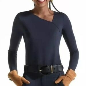 CAbi Deep Blue Asymmetrical Long Sleeve Top